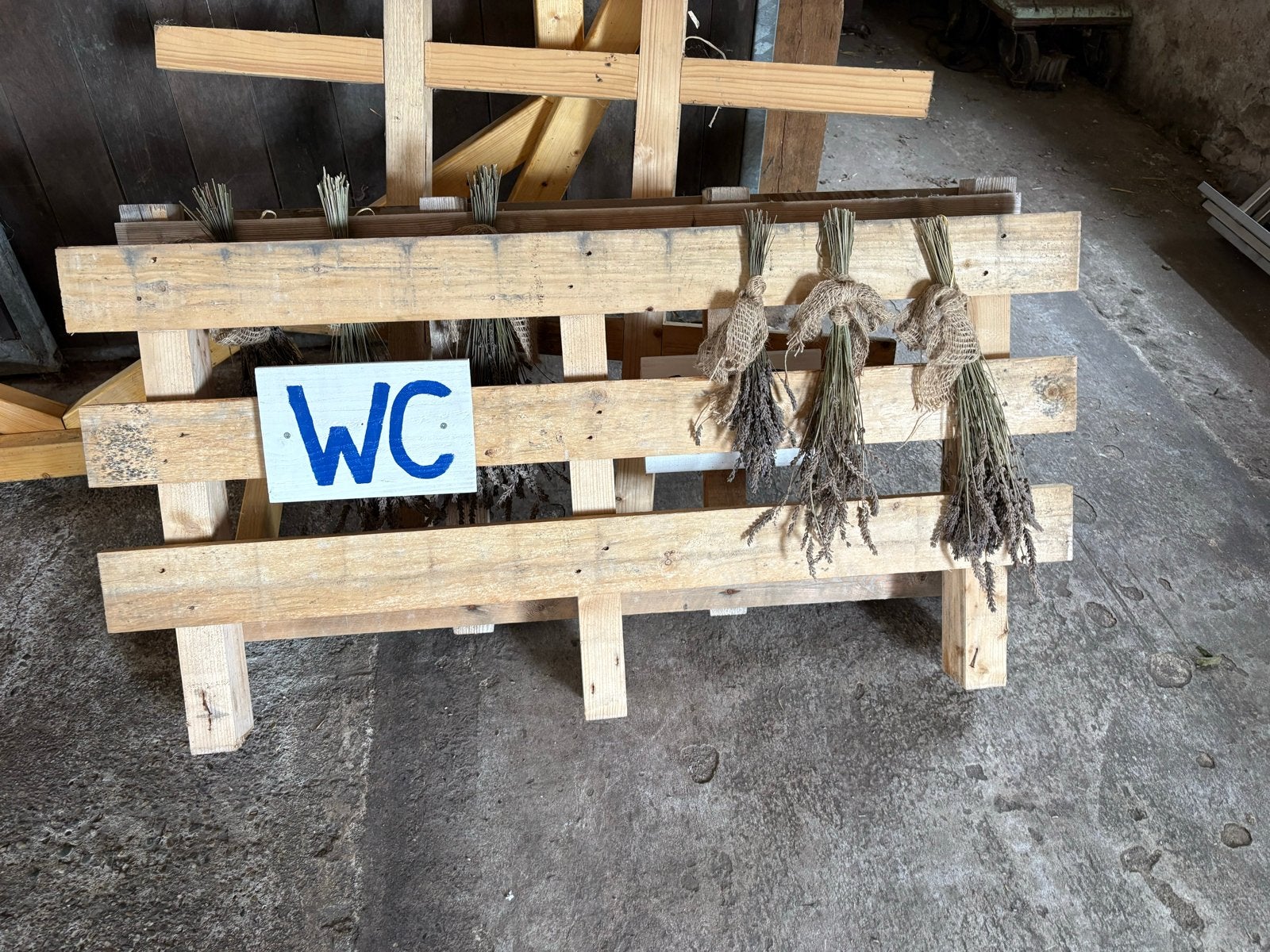 Decoratie hout met lavendel en WC-bord, Ophalen, Nieuw