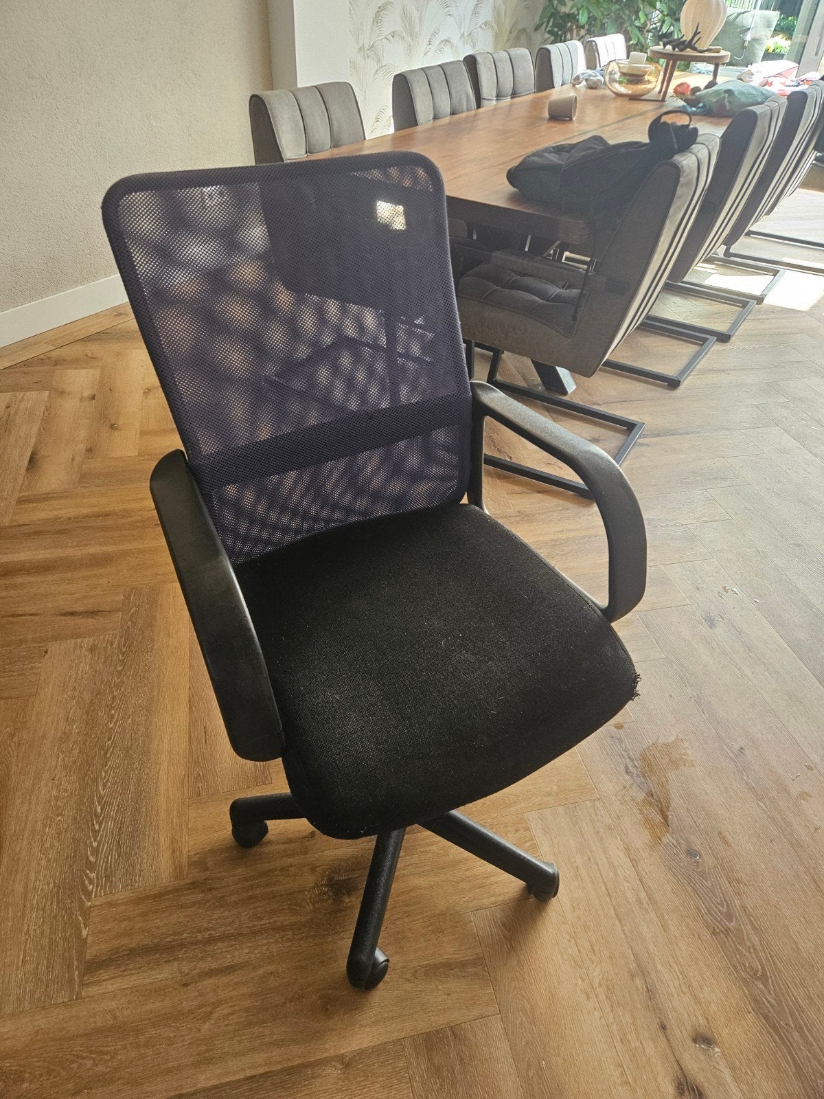 Bureaustoel met wieltjes - Zwart/Blauw, Gaming bureaustoel, Gebruikt, Ophalen of Verzenden, Grijs