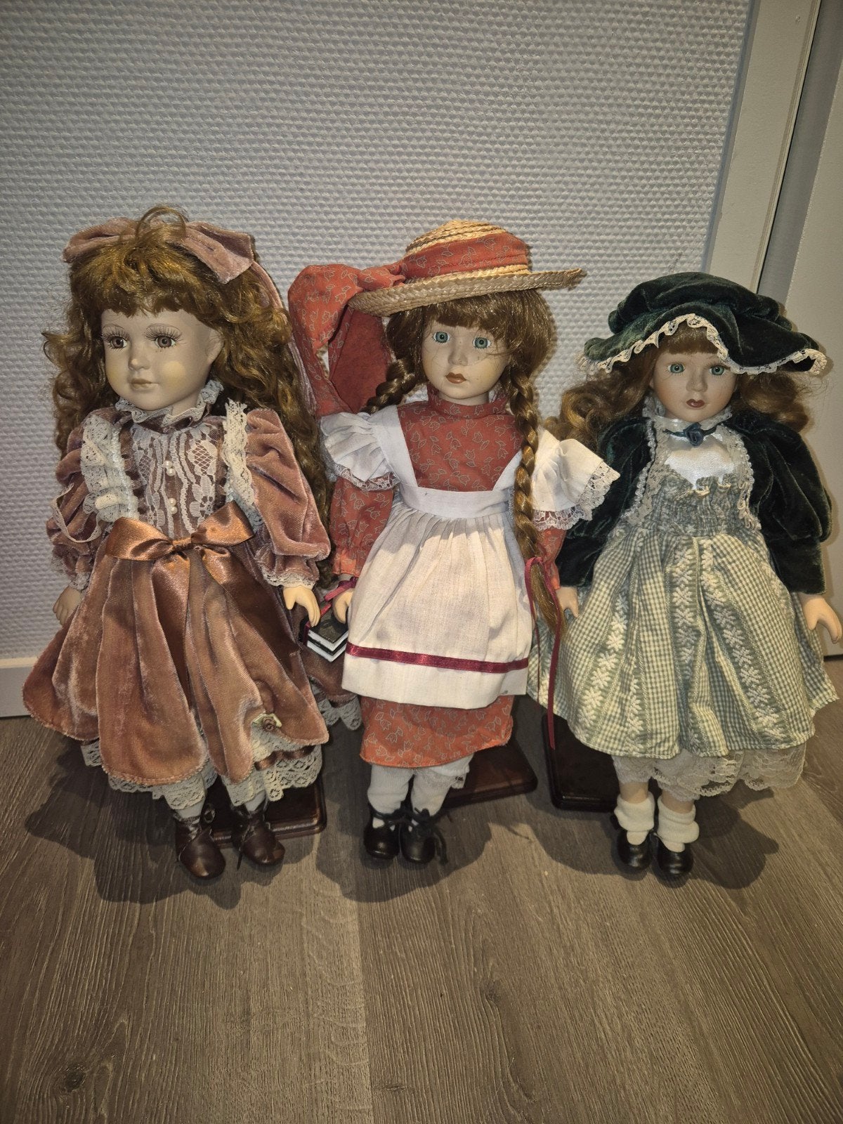 Set van 3 Vintage porseleinen poppen, Verzamelen, Poppen, Ophalen of Verzenden, Gebruikt, Pop