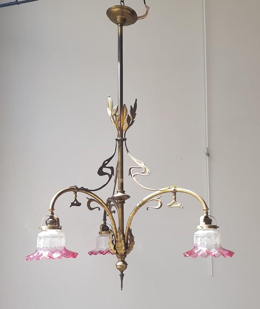 Luchter Art Nouveau., Antiek en Kunst, Antiek | Lampen, Ophalen of Verzenden