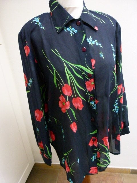 CHRISSENTELLE vintage blouse maat L 42 44 bloemen, Meerkleurig, Maat 42/44 (L), Ophalen of Verzenden, Zo goed als nieuw