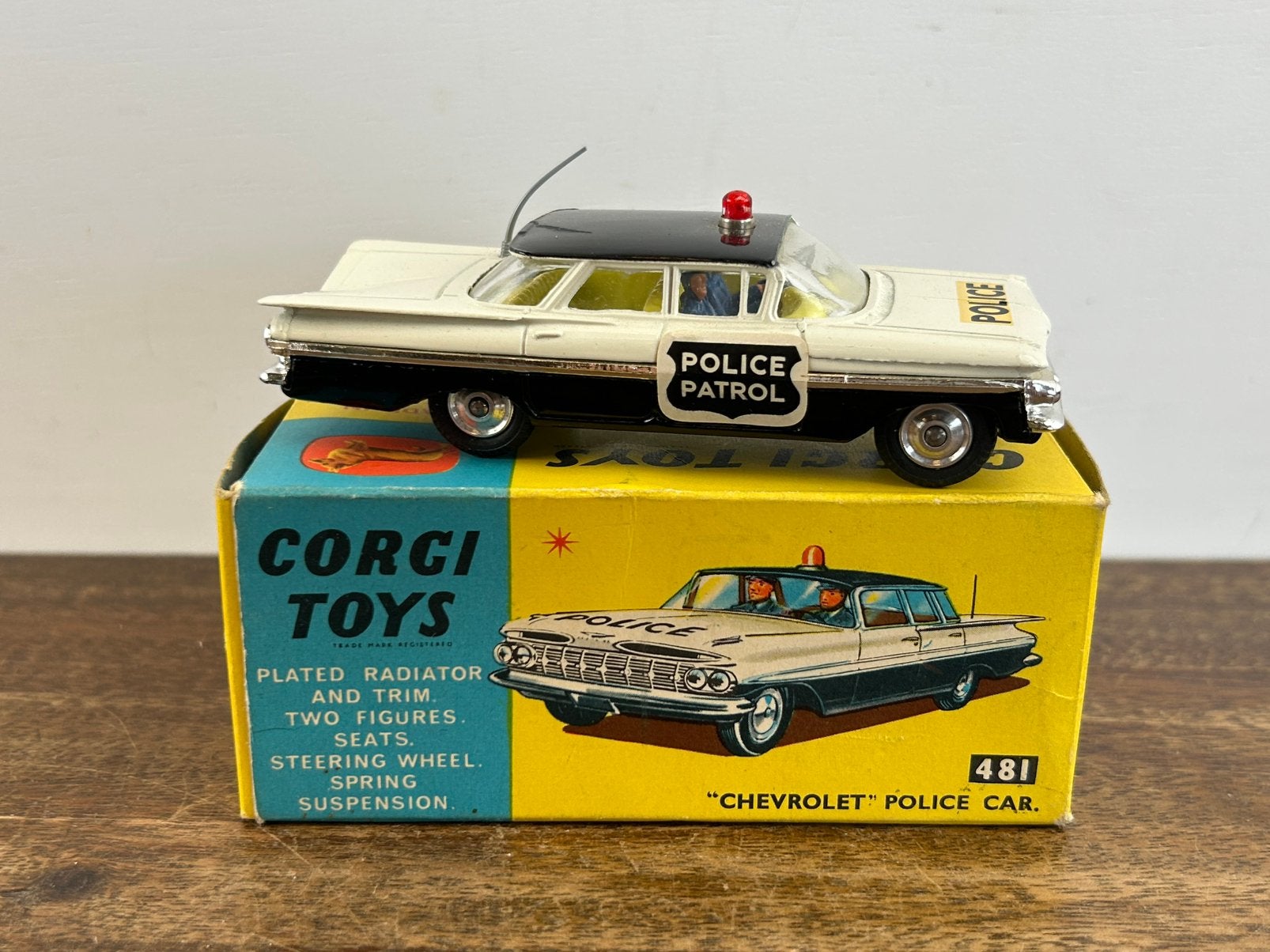 Corgi Toys 481 Chevrolet Police Car, Hobby en Vrije tijd, Modelauto's | 1:43, Ophalen of Verzenden, Zo goed als nieuw, Auto, Corgi
