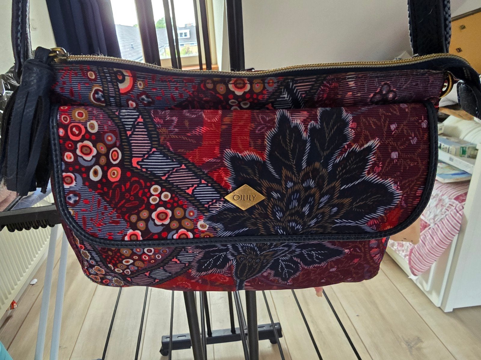 Oilily tas met kleurrijke print, Ophalen of Verzenden, Gebruikt, Rood, Schoudertasje