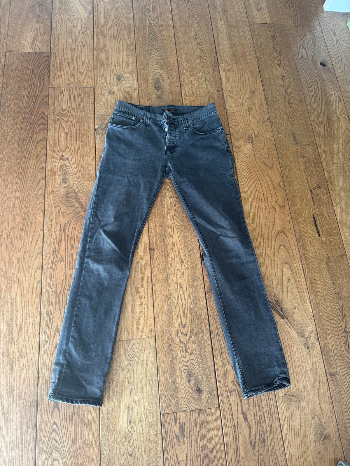 Nudie Jeans Grim Tim W32 L34 - Zwart/Grijs, Ophalen of Verzenden, Gedragen, Zwart, W32 (confectie 46) of kleiner