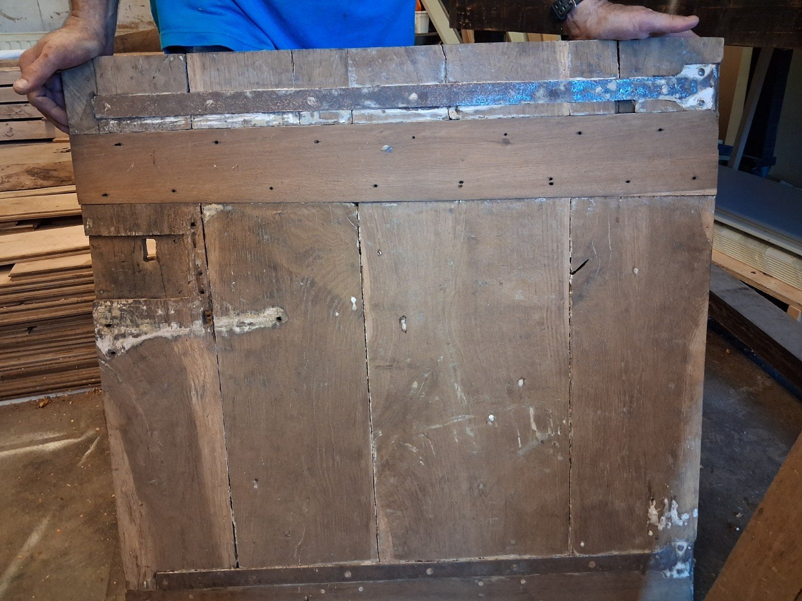 Franse houten staldeuren 2x antiek eiken 1meter bij 1meter, Ophalen