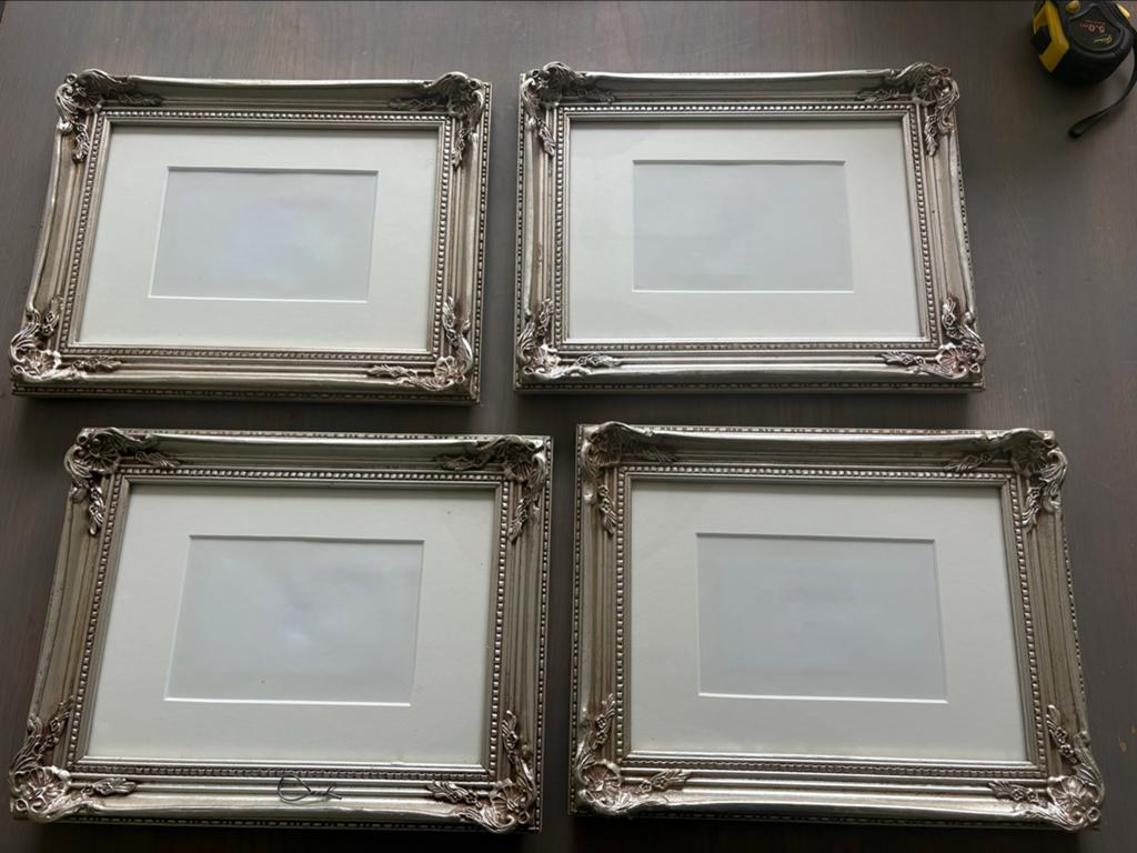 Set van 4 Barok Lijsten - Zilverkleurig, Ophalen of Verzenden, Zo goed als nieuw, Overige materialen, Minder dan 50 cm