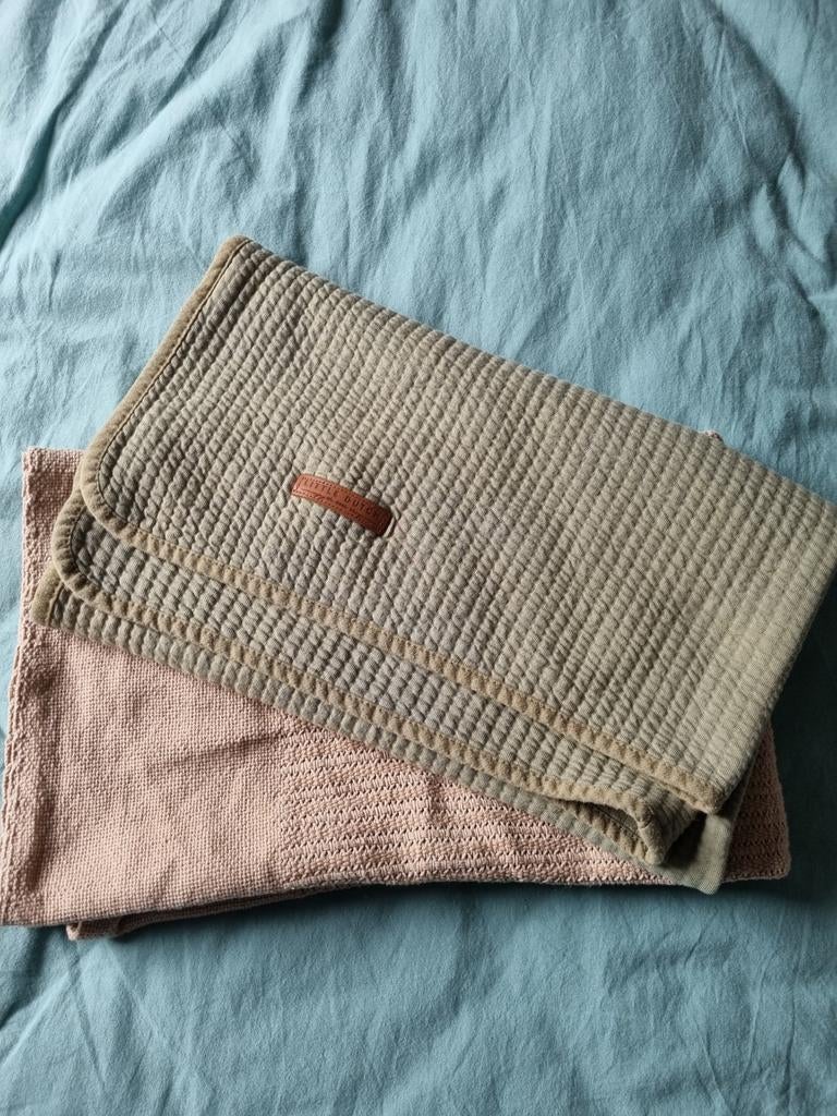Baby wagen/wiegdeken 80x100 olijfgroen - camelkleurig, Ophalen of Verzenden, Overige typen