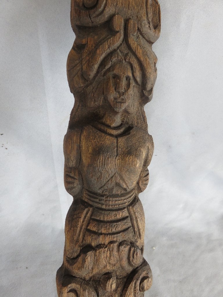 Antiek hout snijwerk ornament met vrouw - 18e - 20e eeuw, Antiek en Kunst, Ophalen of Verzenden