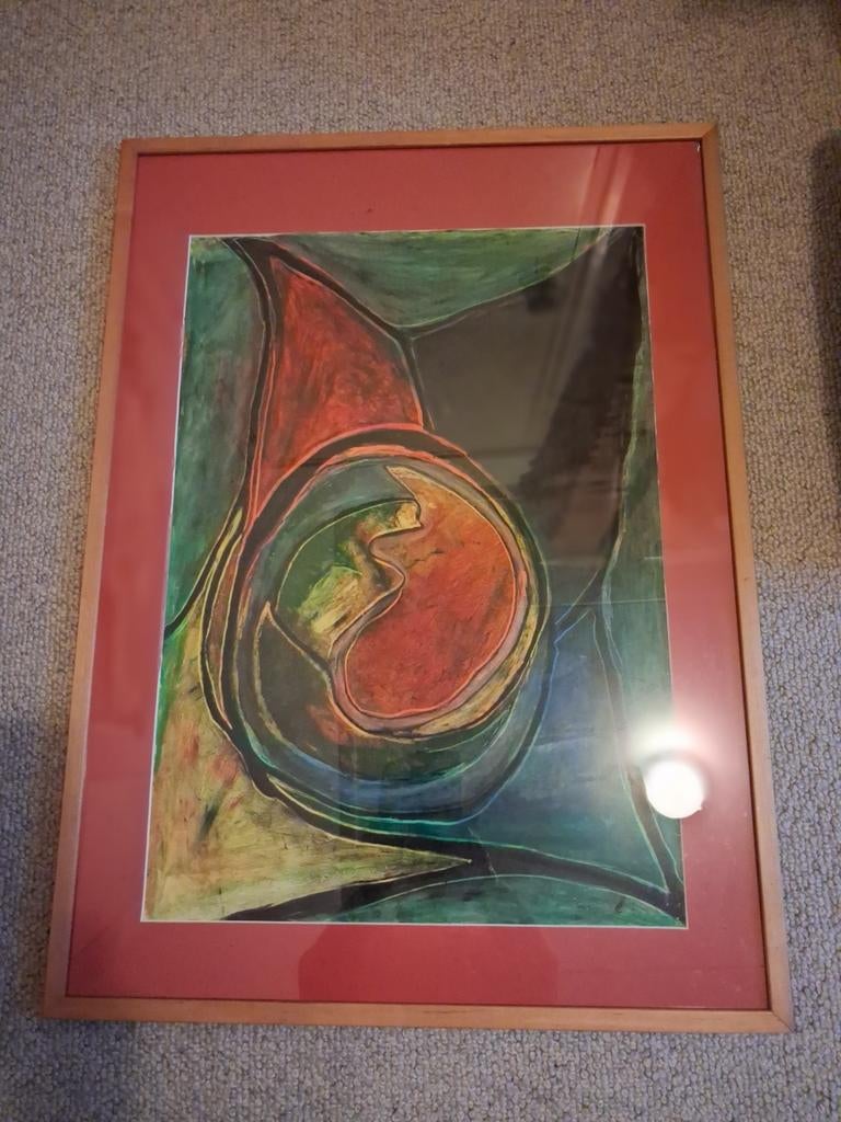 Abstract Kunstwerk in Houten Lijst, Ophalen