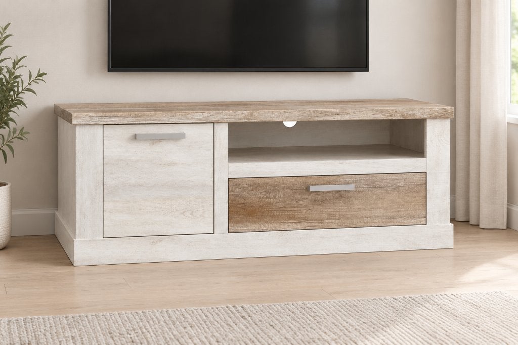 Tv-meubel / TV cabinet 140 cm landelijk eiken look, Huis en Inrichting, Ophalen, Gebruikt, 100 tot 150 cm, Minder dan 100 cm