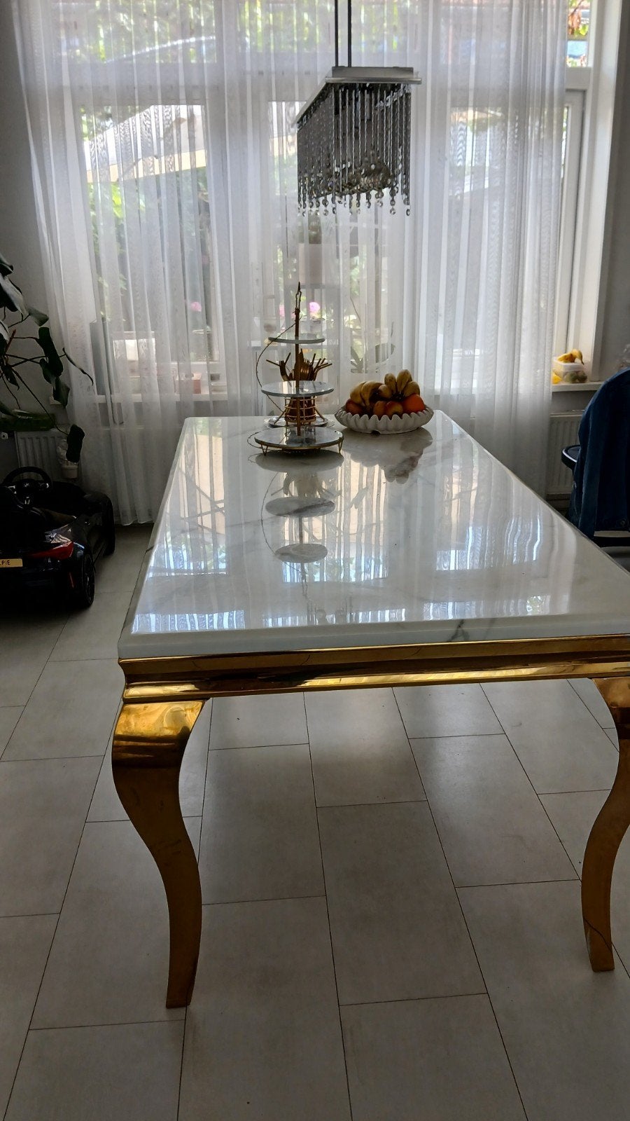 marmer eettafel met goud, Huis en Inrichting, Tafels | Eettafels, Overige materialen, Zo goed als nieuw, Vijf personen of meer