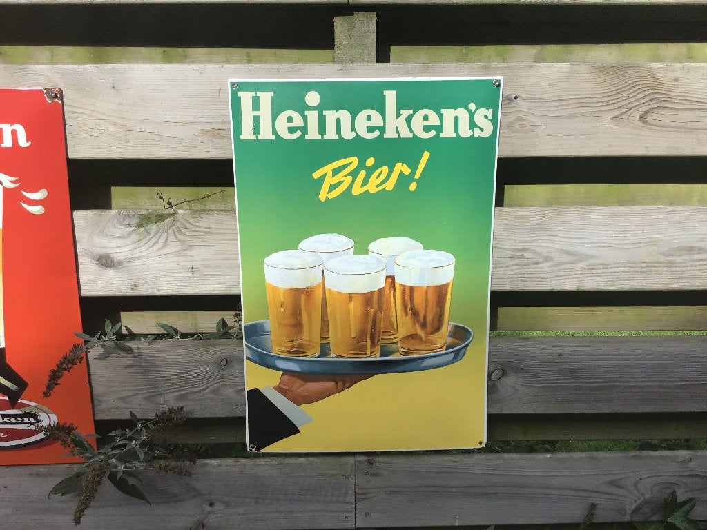 Heineken emaille reclamebord, Verzamelen, Ophalen of Verzenden, Gebruikt, Reclamebord
