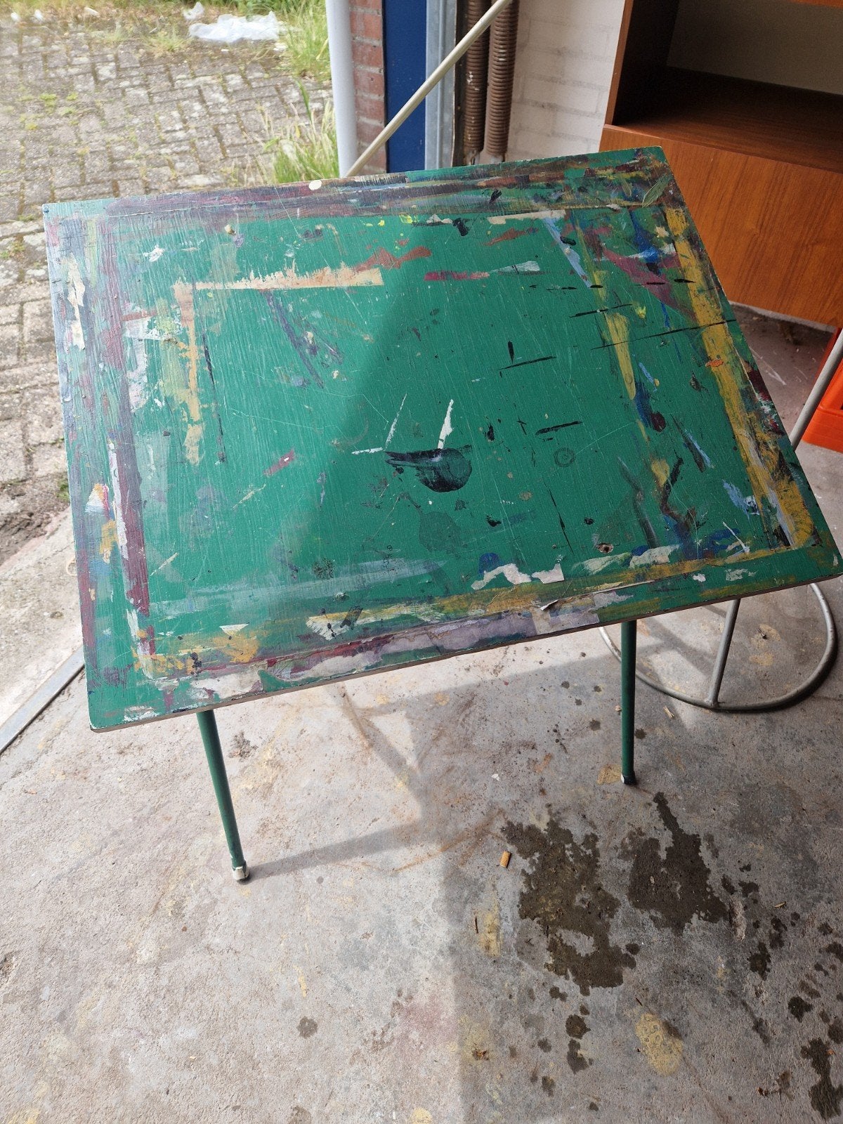 Vintage Teken-/Schildertafel - Groen, Industrieel Design, Antiek en Kunst, Antiek | Meubels | Tafels, Ophalen of Verzenden