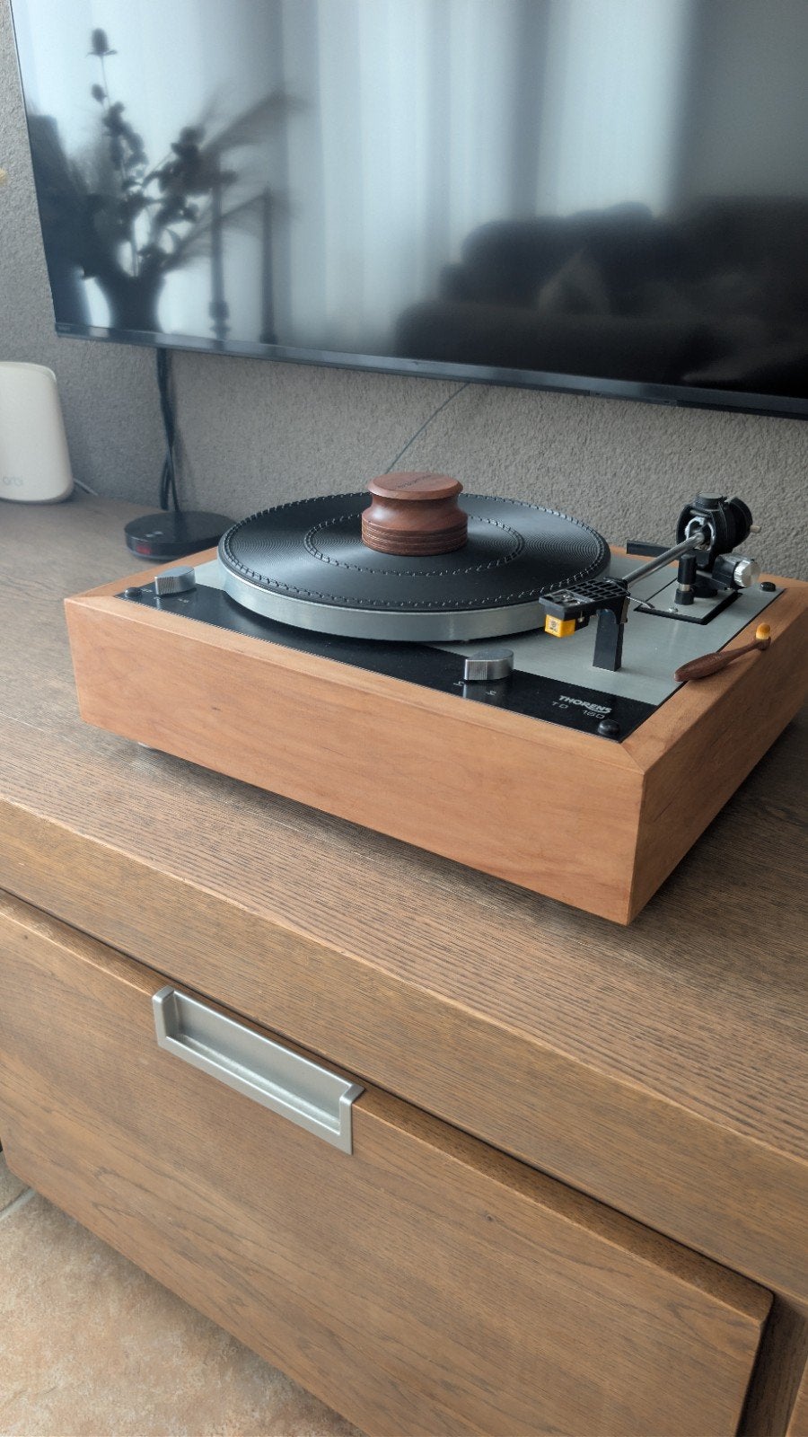 Thorens TD160 met Nagaoka MP110 en hardhouten plint, Ophalen, Gebruikt, Platenspeler, Thorens