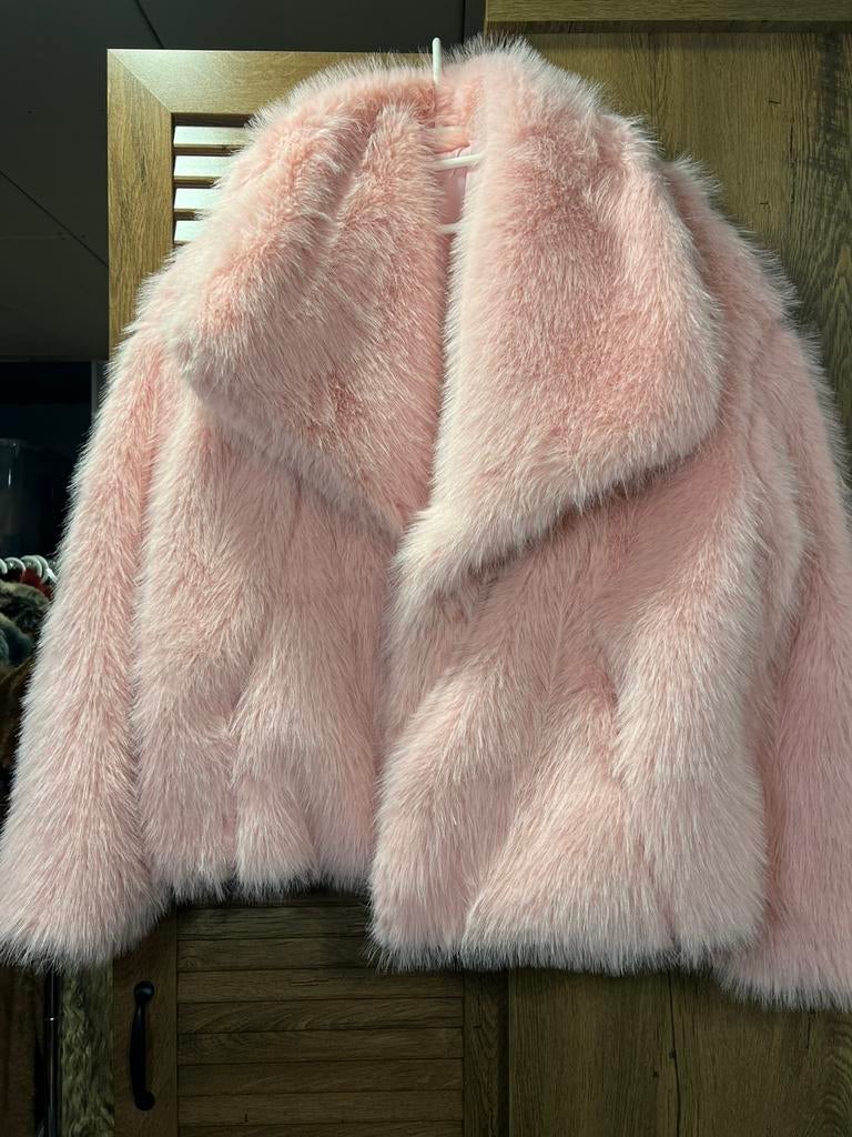 mooie lichtroze bontjas, Ophalen of Verzenden, Zo goed als nieuw, Maat 38/40 (M), Roze