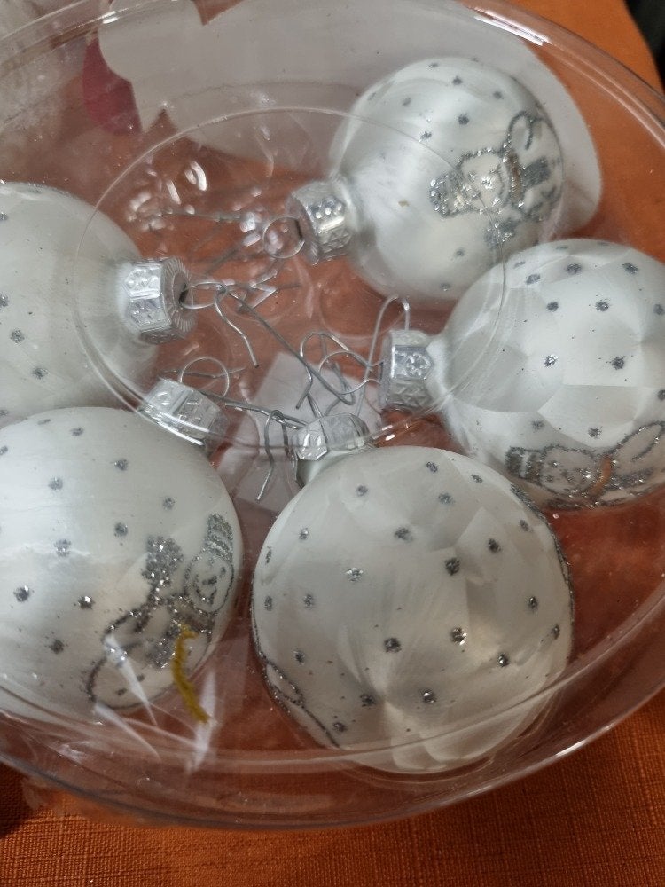 kerstballen wit met sneeuwpop glas [b335], Ophalen of Verzenden, 'T Olde Gre-j, Info@toldegrej.nl, Endepoelstraat 20f Didam