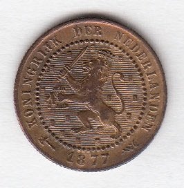 Willem III - 1 cent 1877 Pr 2e type leeuw -Sch.695, Verzenden, Koning Willem III, 1 cent, Losse munt