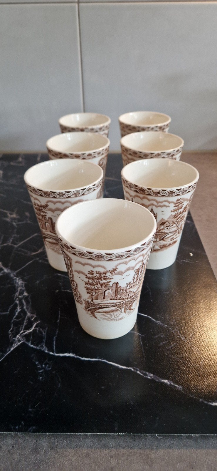 Set van 7 Maastricht British Castles bekers, Ophalen of Verzenden