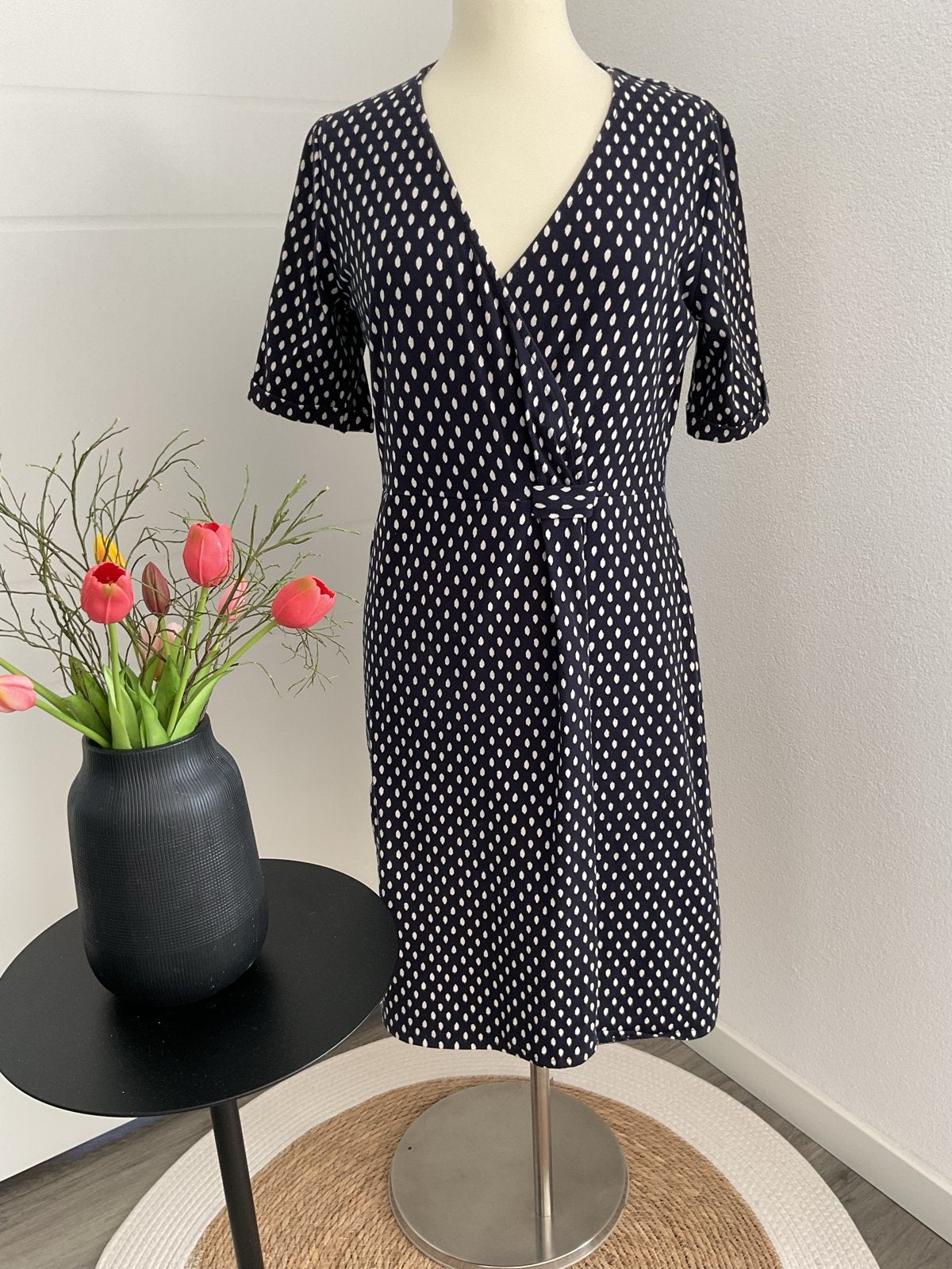 Katoenen Bloomings Jurk -blauw- wit / Maat M, Maat 38/40 (M), Zo goed als nieuw, Knielengte, Verzenden