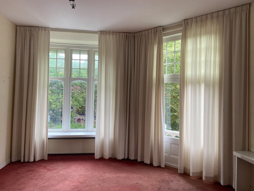 Gordijnen, 4x, dikke stof, verschillende maten - hoog 300cm+, Ophalen, Gebruikt, Plooiafwerking, Wit