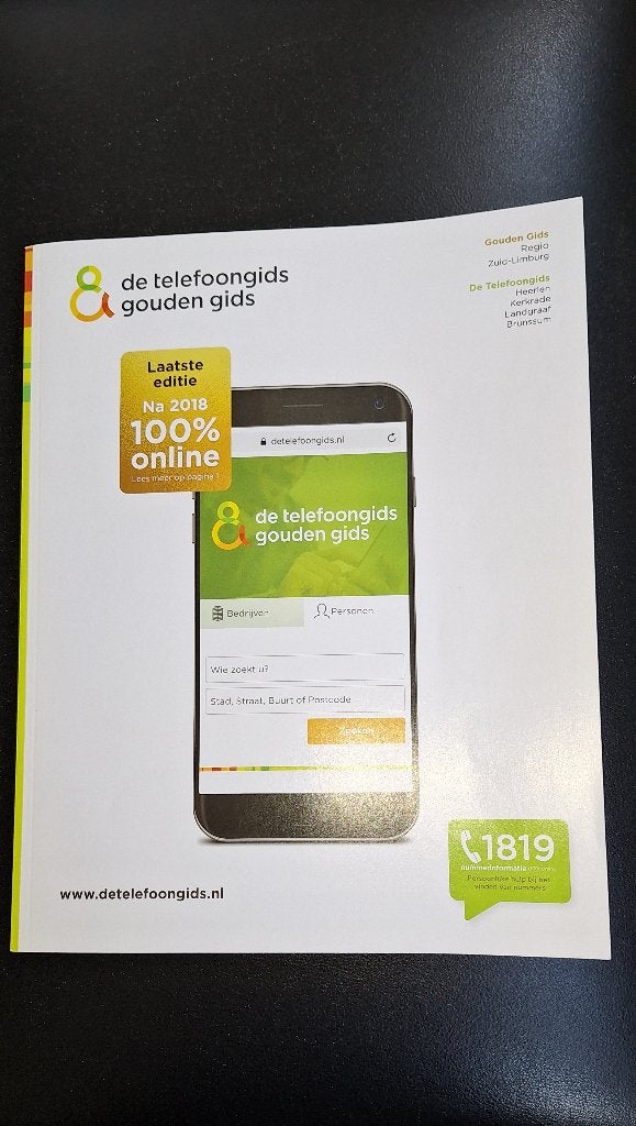 telefoongids gouden gids papieren versie Zuid-Limburg, Boeken, Geschiedenis | Stad en Regio, Ophalen of Verzenden, Zo goed als nieuw