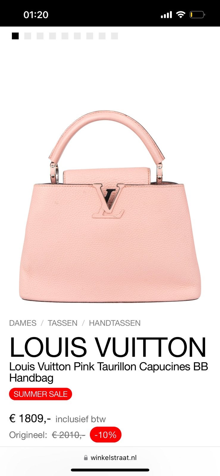 Louis Vuitton Pink Taurillon Capucines BB Handbag, Sieraden, Tassen en Uiterlijk, Tassen | Damestassen, Ophalen of Verzenden, Gebruikt