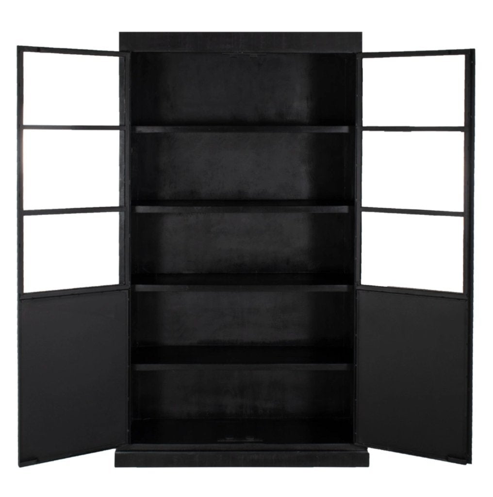 Vitrinekast James Zwart 2drs - Giga Meubel | Van €1299, nu, Huis en Inrichting, Nieuw, Ophalen of Verzenden, Giga Meubel, Giga Meubel