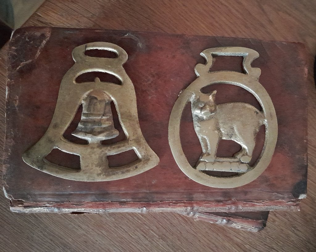 ~ Oude Engelse Messing Paarden Medaillons Paarden Ornamenten, Ophalen of Verzenden