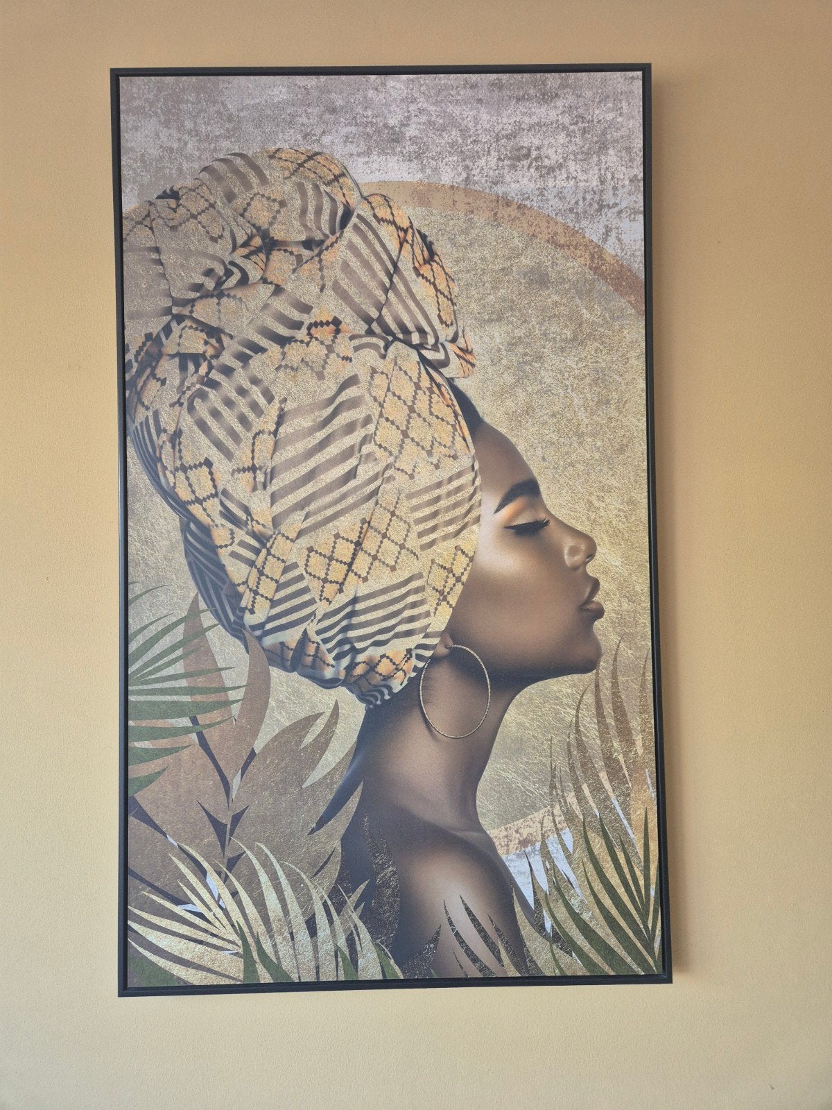 Schilderij Afrikaanse vrouw met hoofddoek, Ophalen