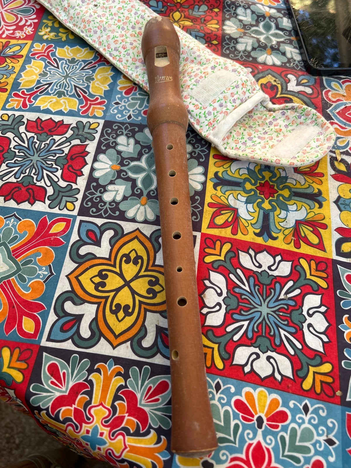 Vintage Venus blokfluit met hoesje, Ophalen, Gebruikt, Sopraan of Sopranino, Met koffer, hoes of etui
