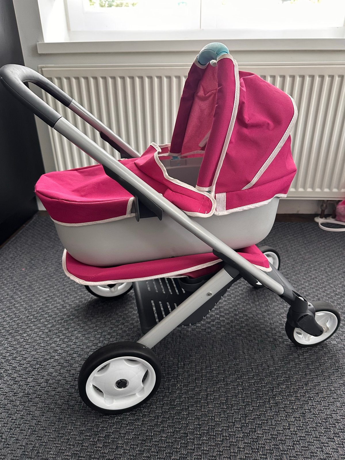 Roze poppenwagen met reiswieg en zitje, Ophalen, Gebruikt, Combiwagen, Overige merken