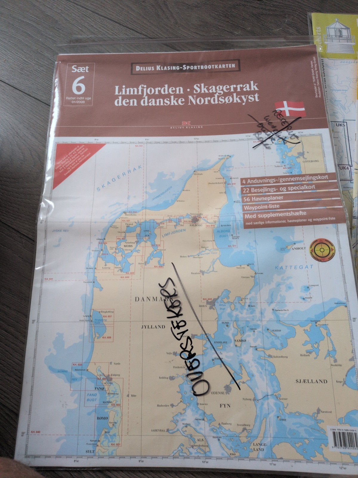Set 6 Limfjorden Skagerrak 2009 kaart, Gelezen, 2000 tot heden, Delius Klasing, Landkaart