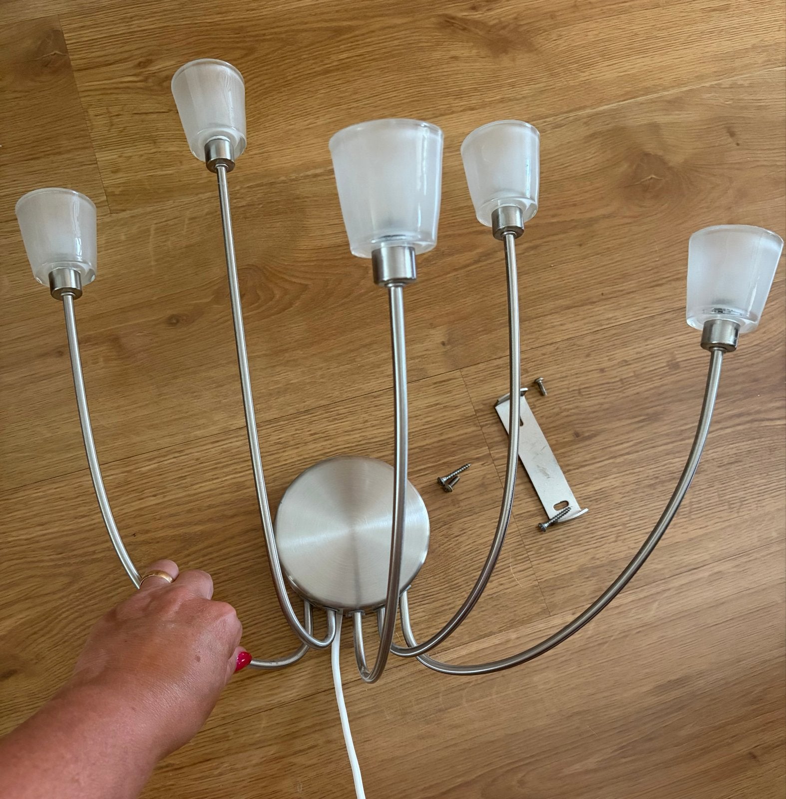 IKEA Kryssbo wandlamp geborsteld metaal, 5 verstelbare armen, Huis en Inrichting, Lampen | Wandlampen, Gebruikt, IKEA, Overige fittingen