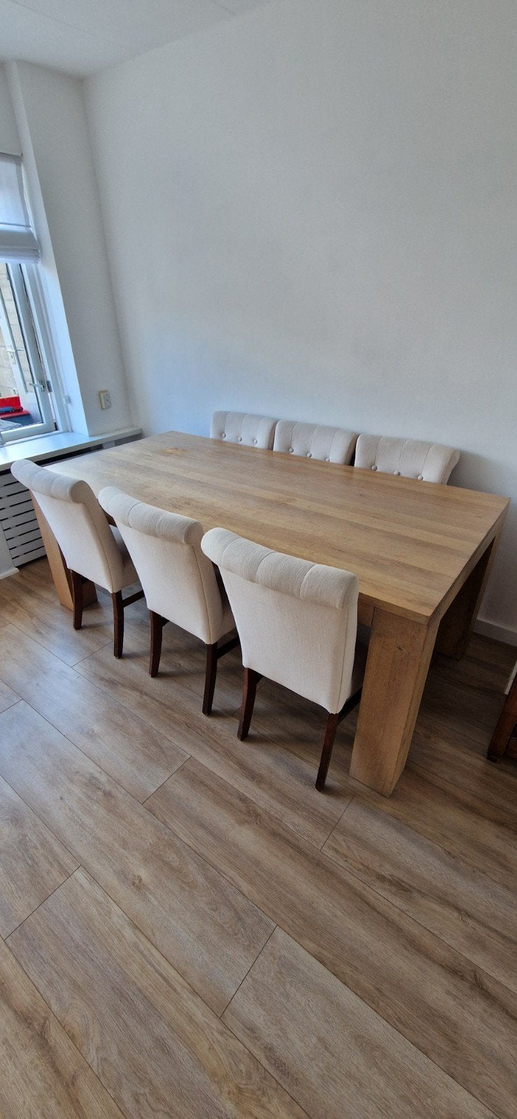 eikenhouten eettafel 2m x 1m x 80cm, Ophalen, Gebruikt, Eikenhout, 50 tot 100 cm