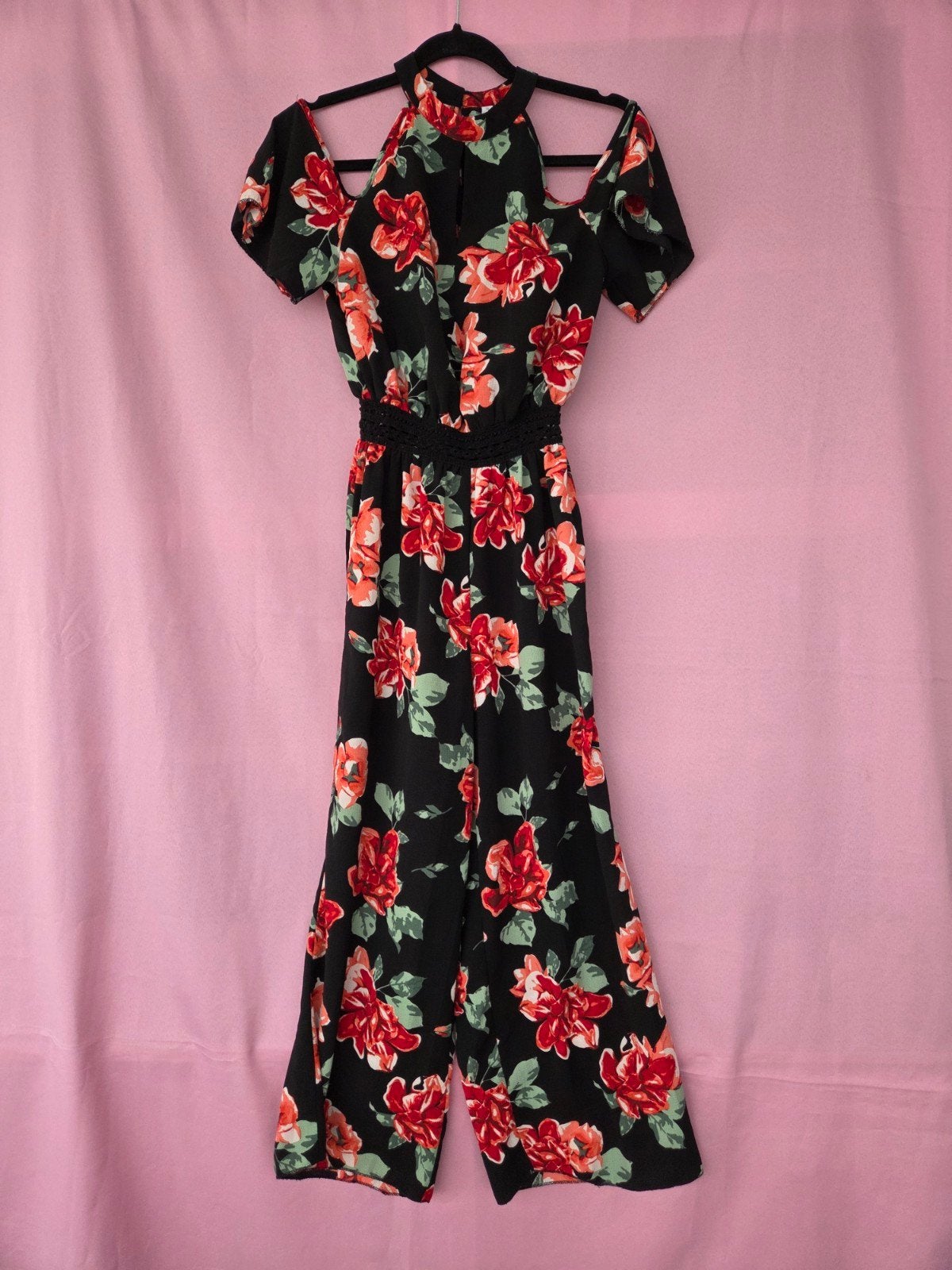 Jumpsuit met bloemenprint, maat 36 (S), Zwart, Ophalen of Verzenden, Zo goed als nieuw, Maat 36 (S)