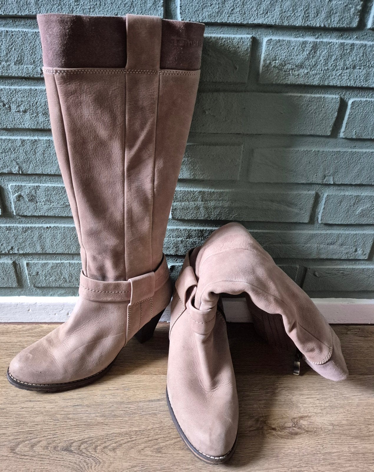 Tamaris beige laarzen maat 39, Tamaris, Hoge laarzen, Beige, Ophalen of Verzenden