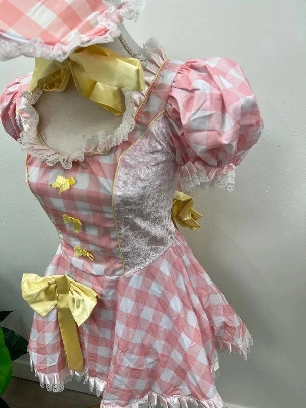 Bo Peep Jurk en Hoedje - Roze Geruit Kostuum Maat S, Kleding | Dames, Carnaval, Nieuw, Ophalen of Verzenden, Kleding