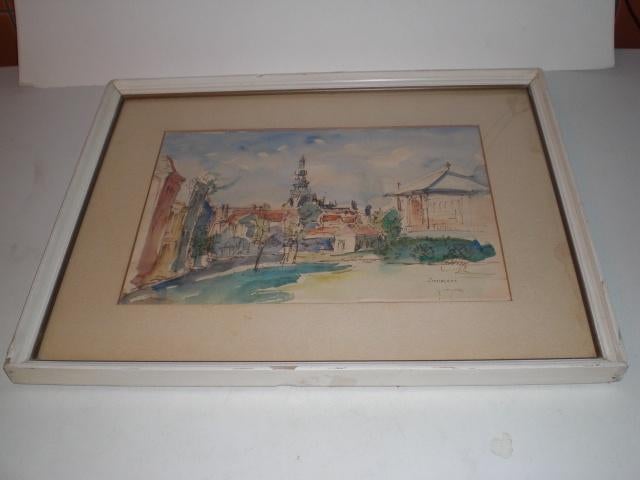Aquarel Zierikzee gesigneerd door J. v.d. Brink, Ophalen of Verzenden