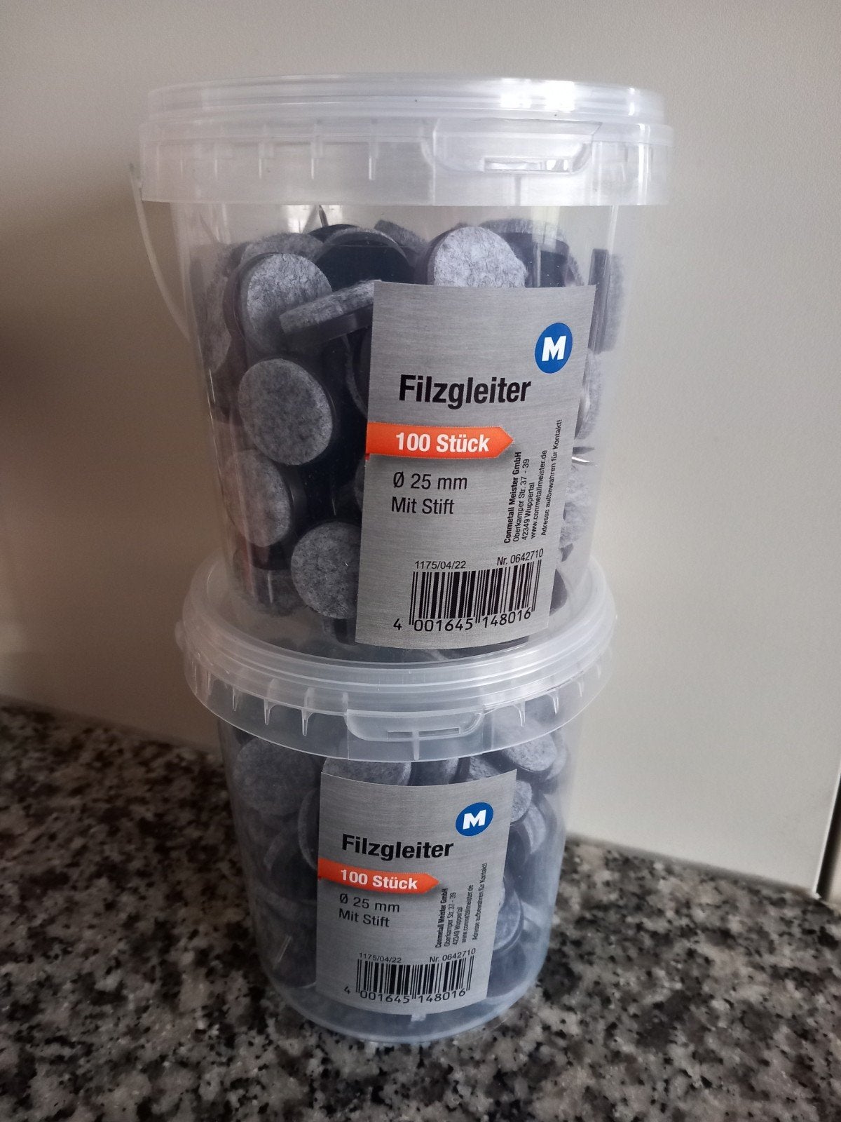 Viltglijders met spijker - 100 stuks - Ø 25 mm, Nieuw, Ophalen of Verzenden, Modern, Grijs