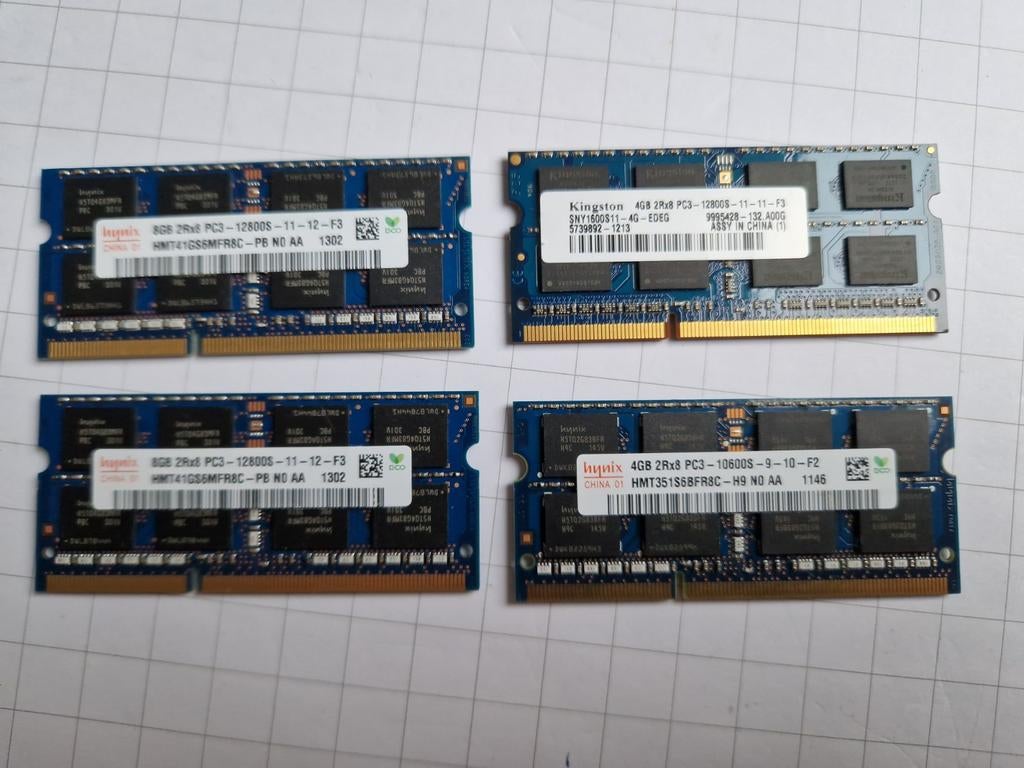 Laptop RAM geheugen: 2x 4GB en 2x 8GB, Ophalen, DDR3, Desktop