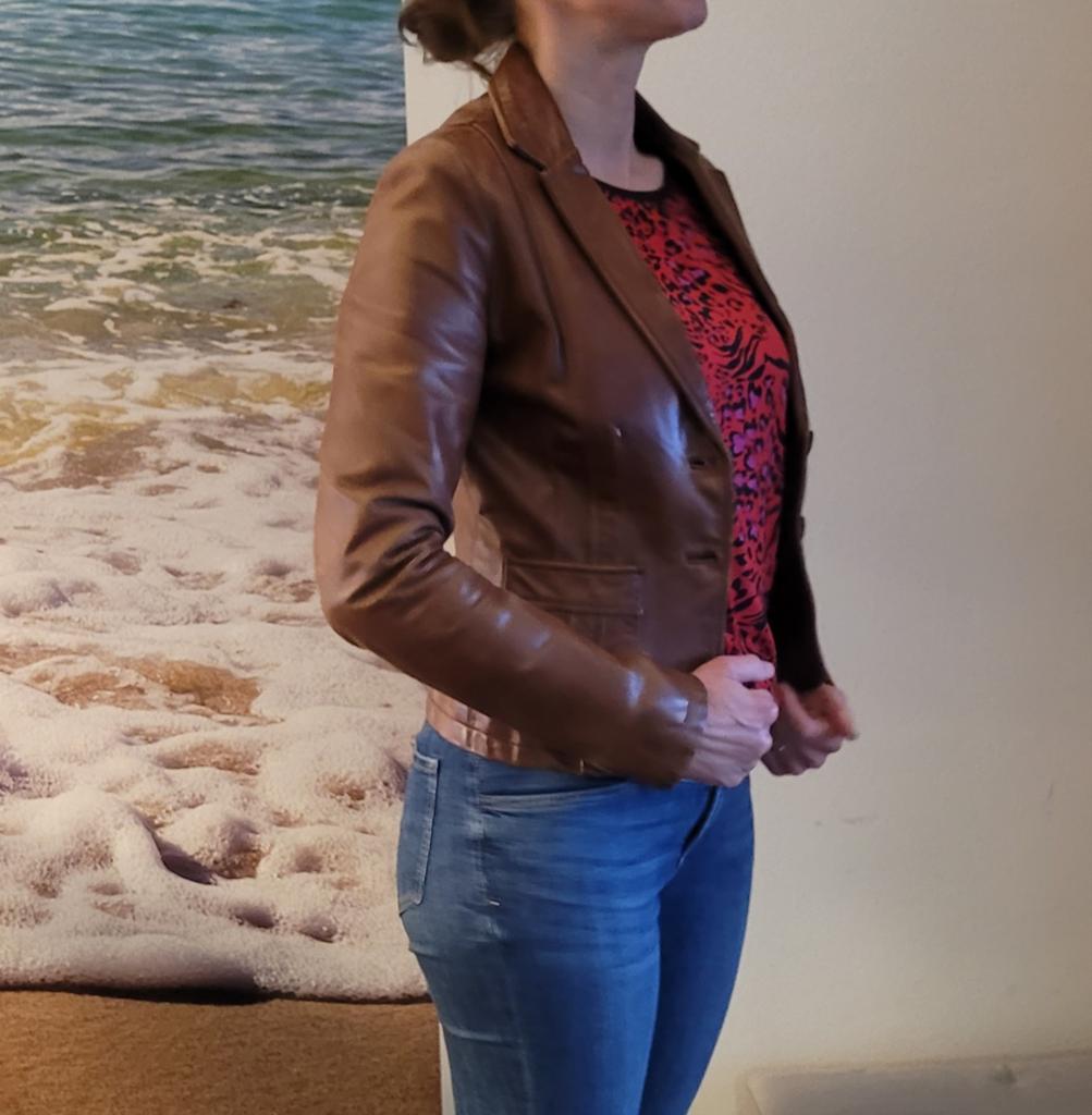 Bruin leren jasje HIFA - Maat 38 (M), Maat 38/40 (M), Bruin, Jasje, Gedragen