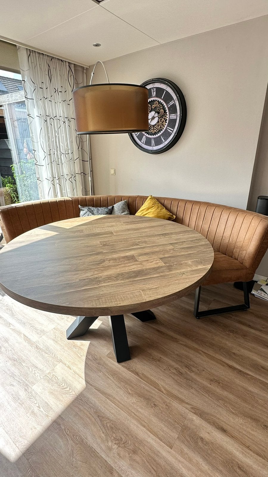 Eettafel rond 150cm, Huis en Inrichting, Ophalen, 100 tot 150 cm, Rond, Zo goed als nieuw