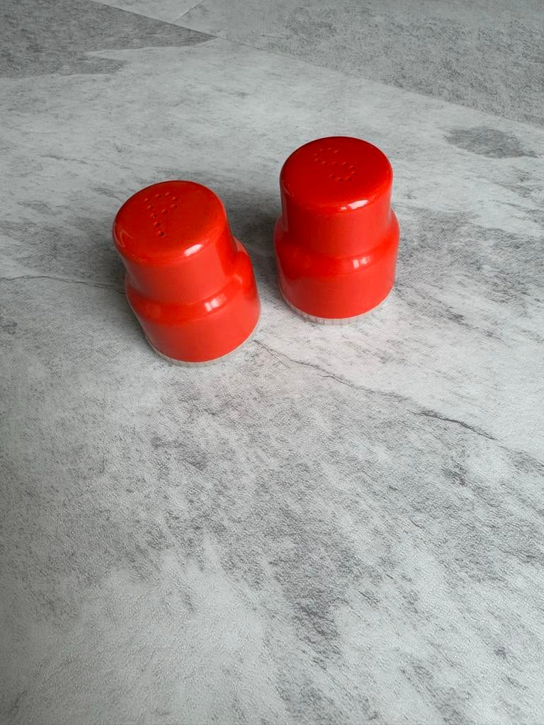 Retro vintage peper en zout setje, Kunststof, Ophalen of Verzenden, Oranje, Overige typen