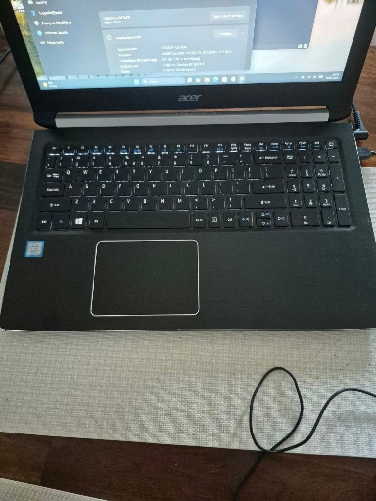 Acer Aspire i5 8GB 238GB SSD FULL HD verlicht keybord, Ophalen, 2 tot 3 Ghz, 8 GB, SSD