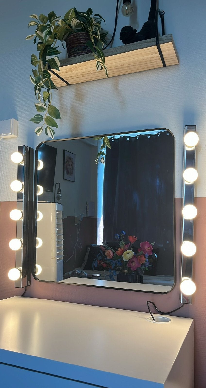 Make-up tafel inclusief spiegel/lampen, Ophalen, Gebruikt, 50 tot 100 cm, Minder dan 100 cm