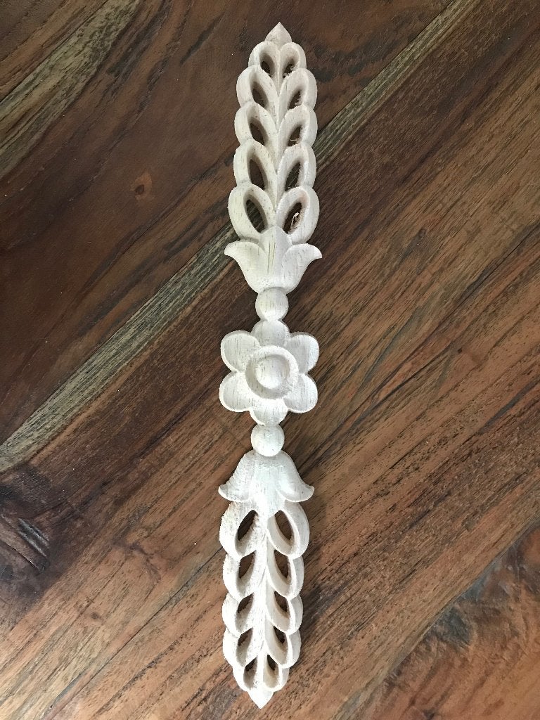 Houtsnijwerk ornament applique brocante bloem 24 cm, Huis en Inrichting, Brocante, Nieuw, Ophalen of Verzenden, https://verburgtvintage.nl/#contact