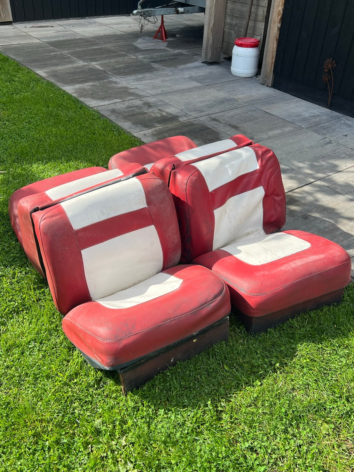 Back to back seats Opknapper - Rood/Wit, Ophalen of Verzenden, Gebruikt, Interieur en Kussens