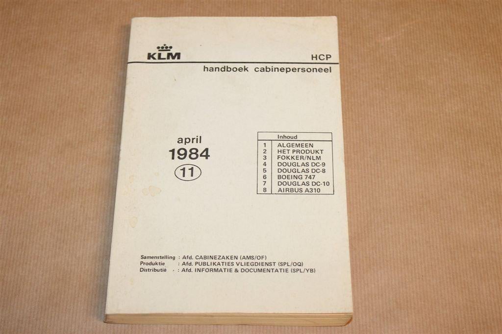 KLM Handboek Cabinepersoneel 1984 — Luchtvaart Intern, Gebruikt, Schaalmodel, -, -