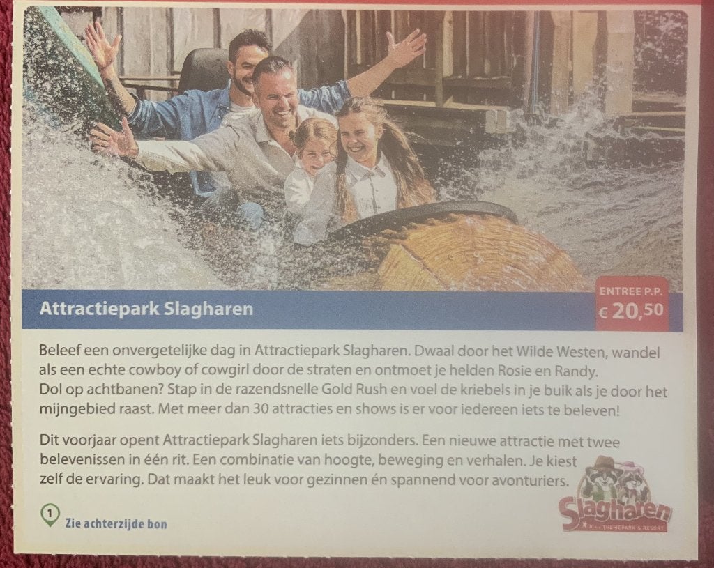 Attractiepark Slagharen Voordeelbon, Drie personen of meer, Kortingskaart