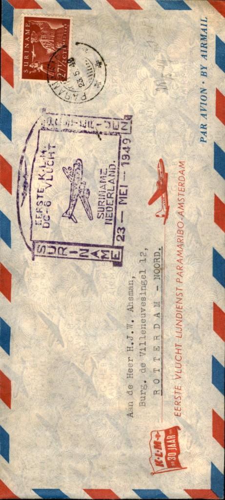 Suriname - FFC - Stempel - 1949, Postzegels en Munten, Brieven en Enveloppen | Nederland, Verzenden, Envelop